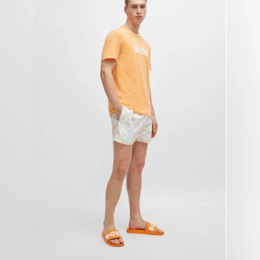 HUGO BOSS 🔥 Kirk Orange Pool Sliders Flip Flops Slides